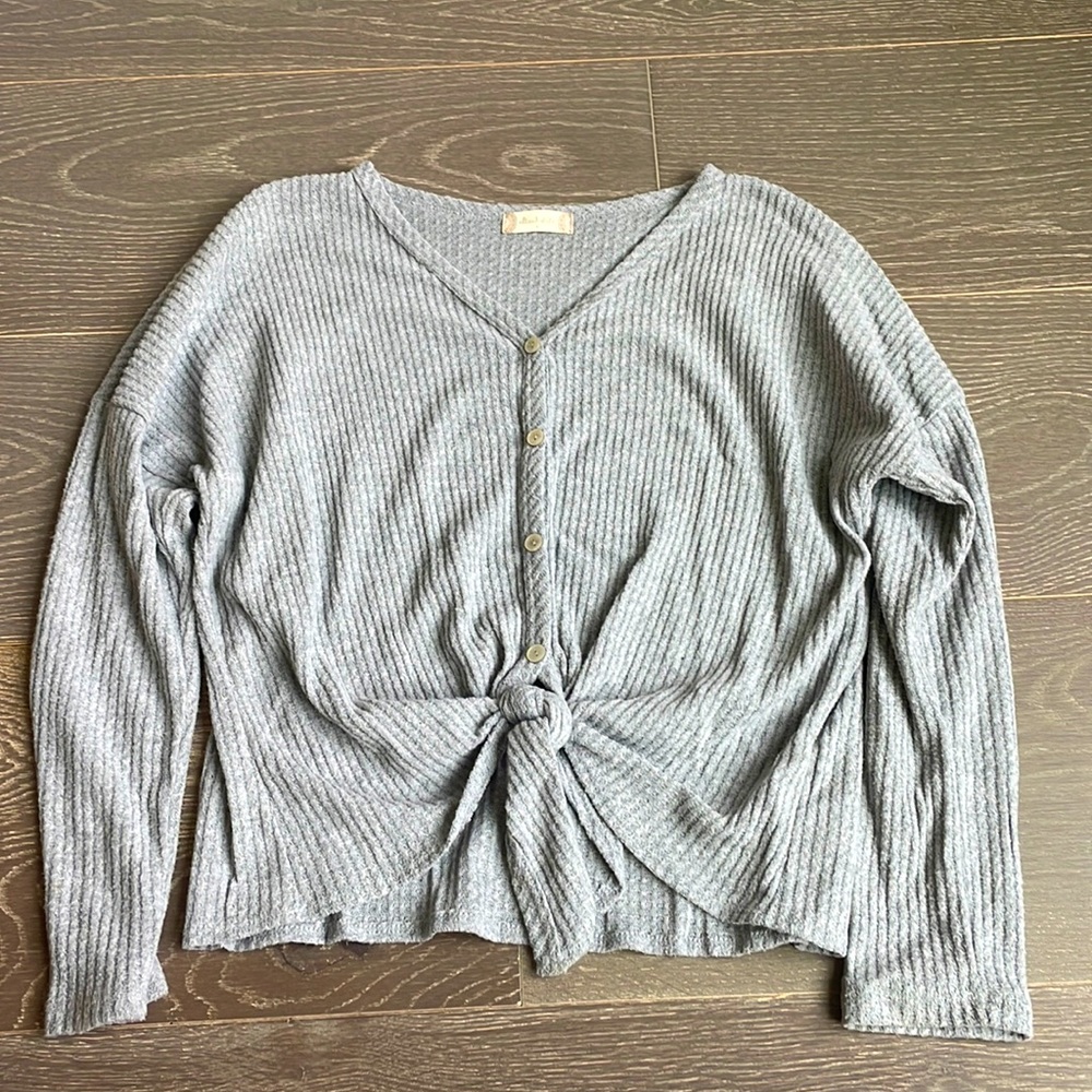 Grey Long Sleeve Blouse